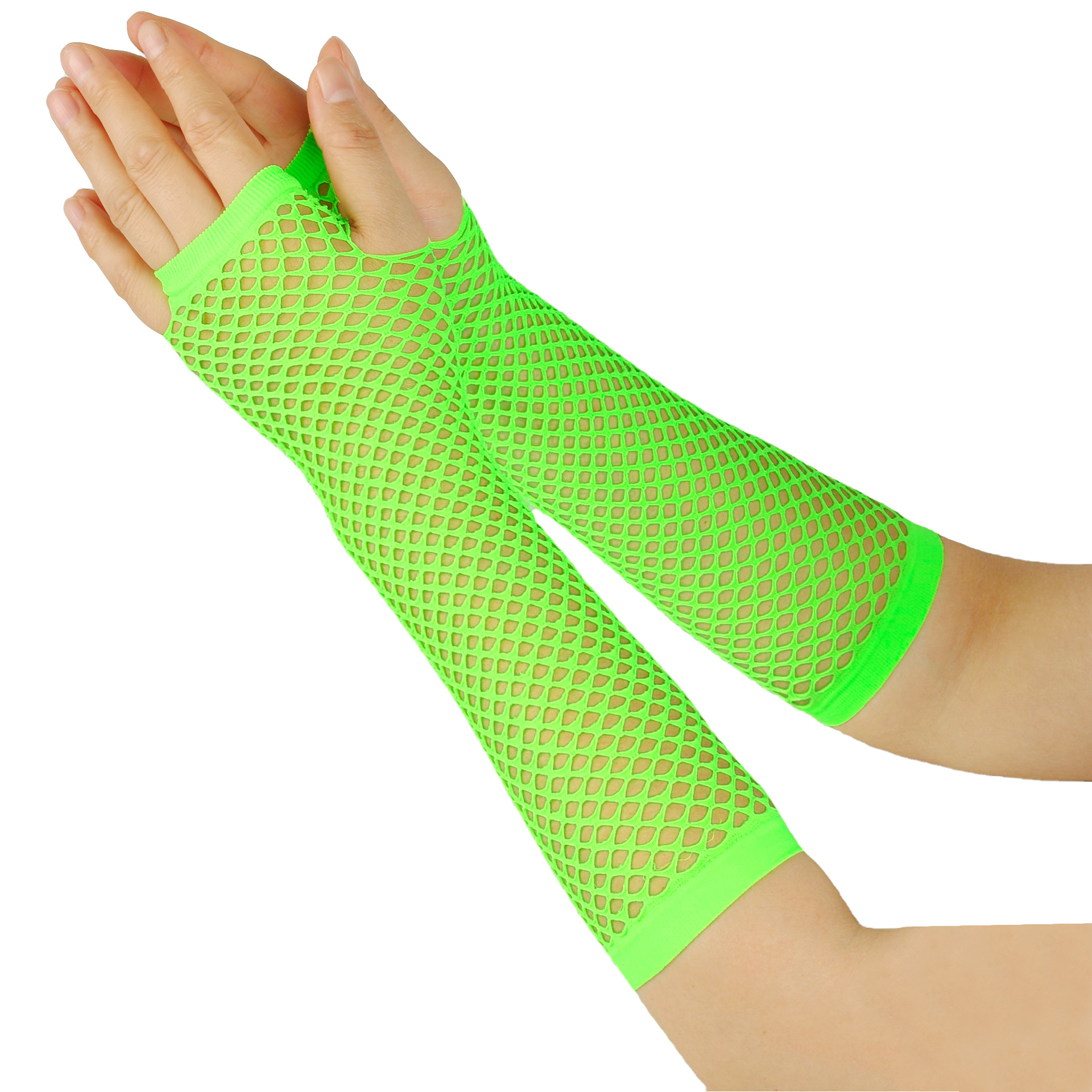Gants élastiques en filet de pêche épais européens et américains, gants longs sexy punk, gants d'étiquette de fête en boîte de nuit à demi-doigts, gants transfrontaliers_voghion.com