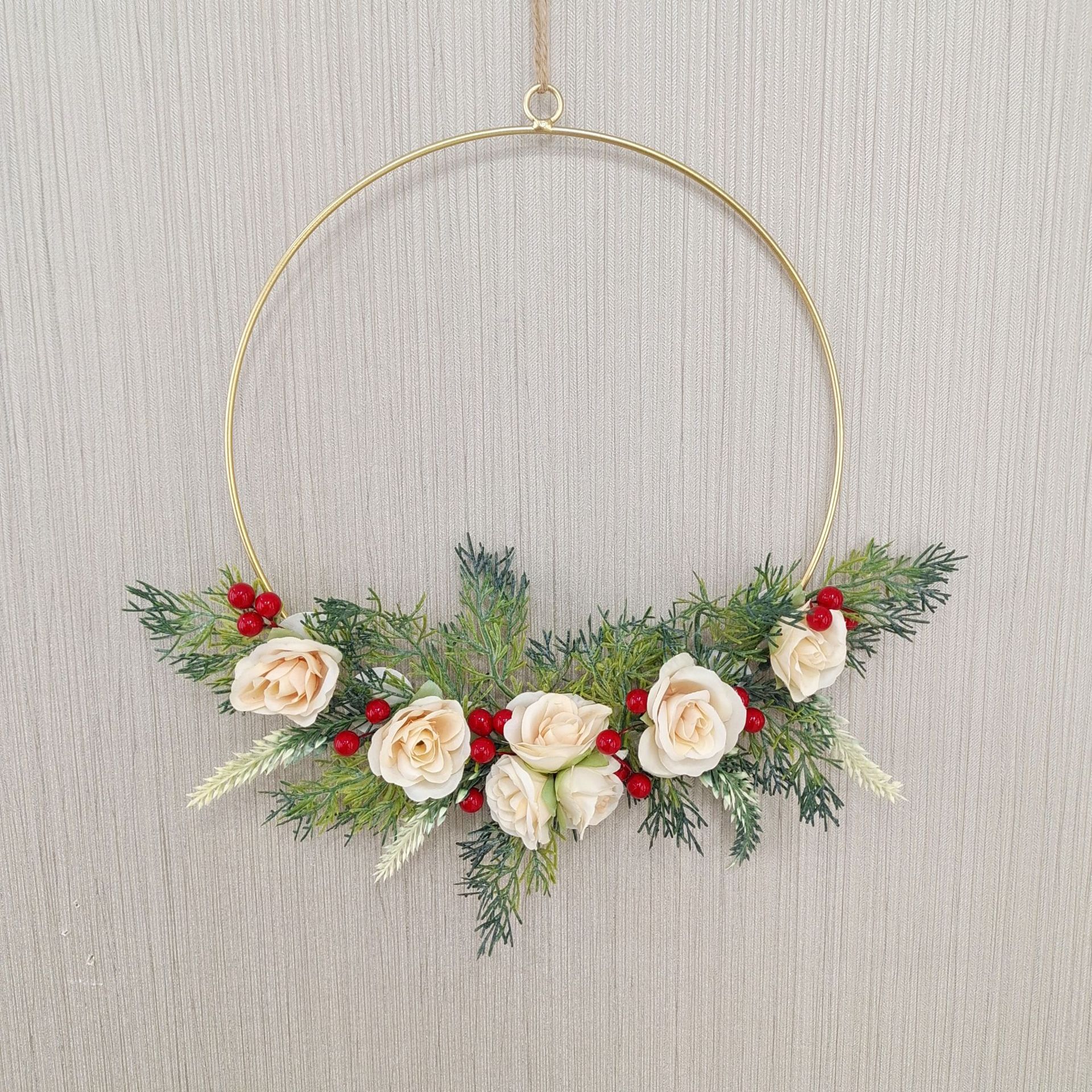 Nordic ins Style Wall Decoration Pendant Creative Hanging Simulation Plant Iron Wreath Small Pendant_voghion.com