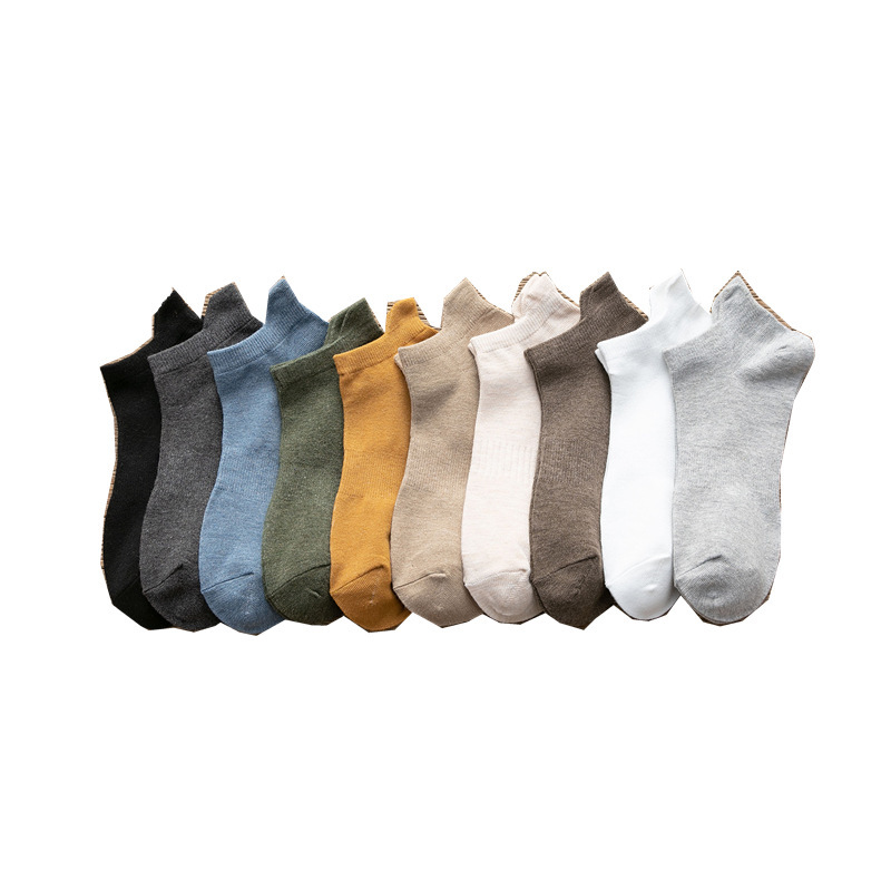 Socks men's summer thin breathable socks ear lifting ankle protection sports cotton socks Tide sweat-absorbent solid color cotton socks wholesale