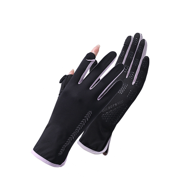 Summer Sun Protection Gloves Women's Thin Breathable Sunshade UV Protection Flip Cover Outdoor Driving Non-slip Ice Silk Riding Gloves