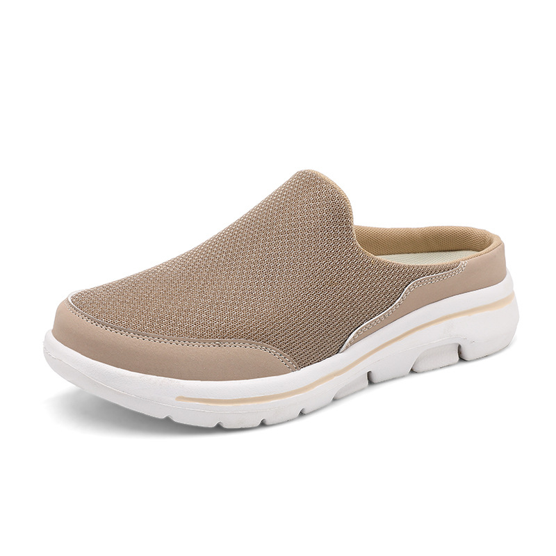 2024 Summer and Autumn Baotou Color Matching Half-support Women's Shoes Cross-border Multicolor Mesh Casual Shoes Lazy Slippers Cross-border Amazon