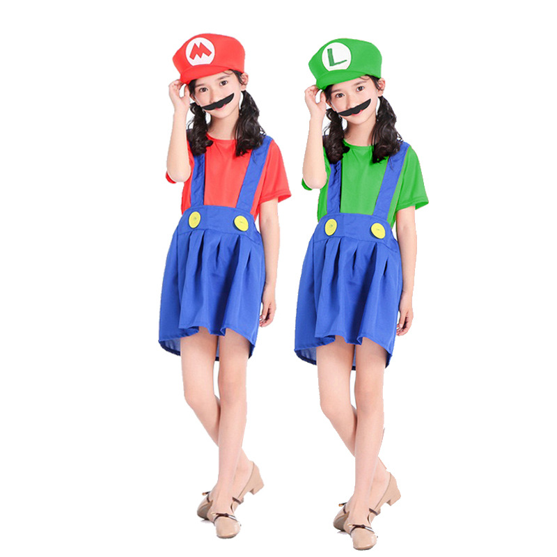 Halloween super Mary costume Mario children adult parent-child stage performance costume split super Mary