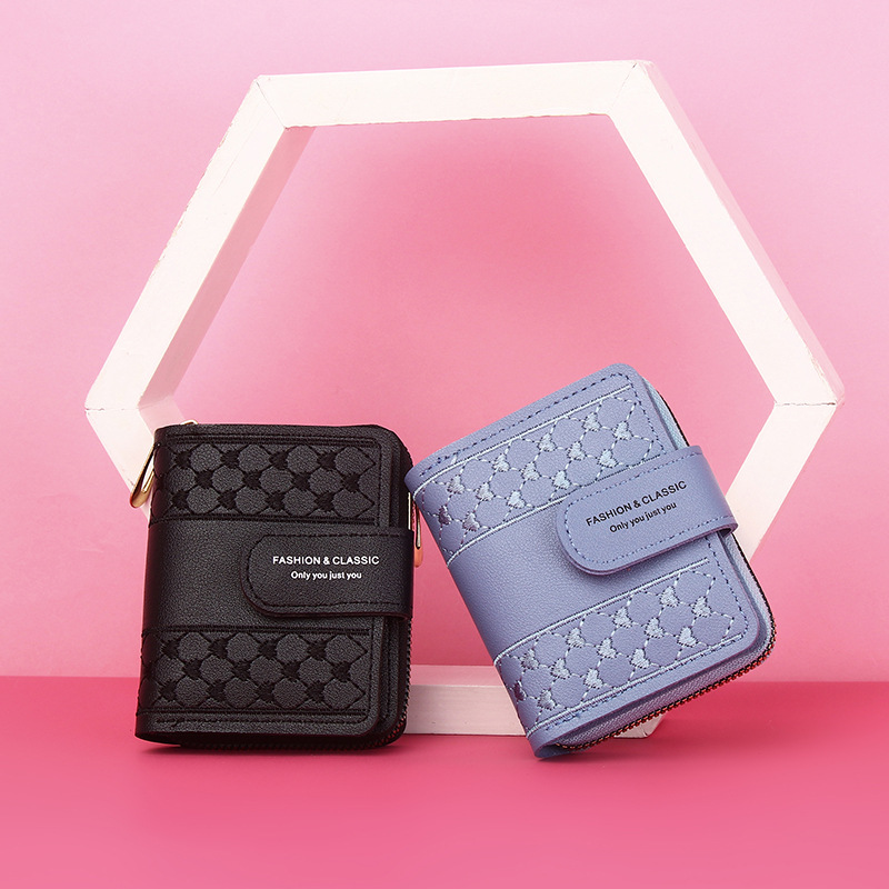 2022 New Women's Wallet Short Zipper Large Capacity Coin Purse All-match Love Color Clutch Card Bag