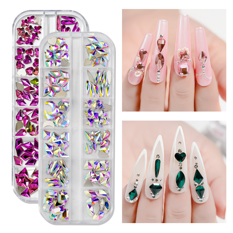 New manicure special-shaped diamonds, colorful special-shaped flat bottom manicure diamonds, glass diamond jewelry, nail stickers, sequin accessories wholesale