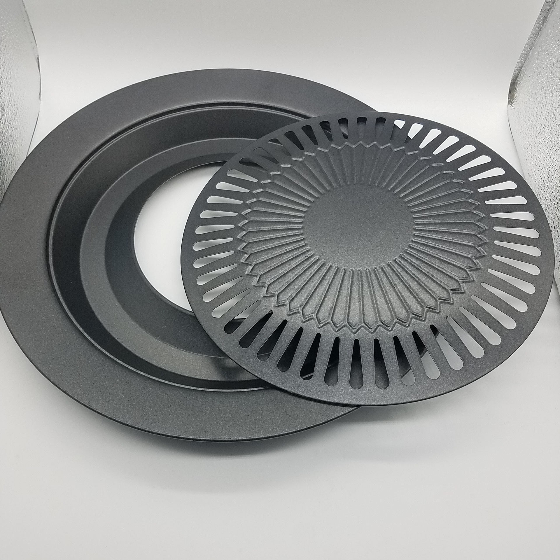 Korean Style Barbecue Plate Barbecue Plate Cartridge Oven Grill Plate Household Smokeless Non-stick Round Grill Plate Thickened Factory Direct Sale