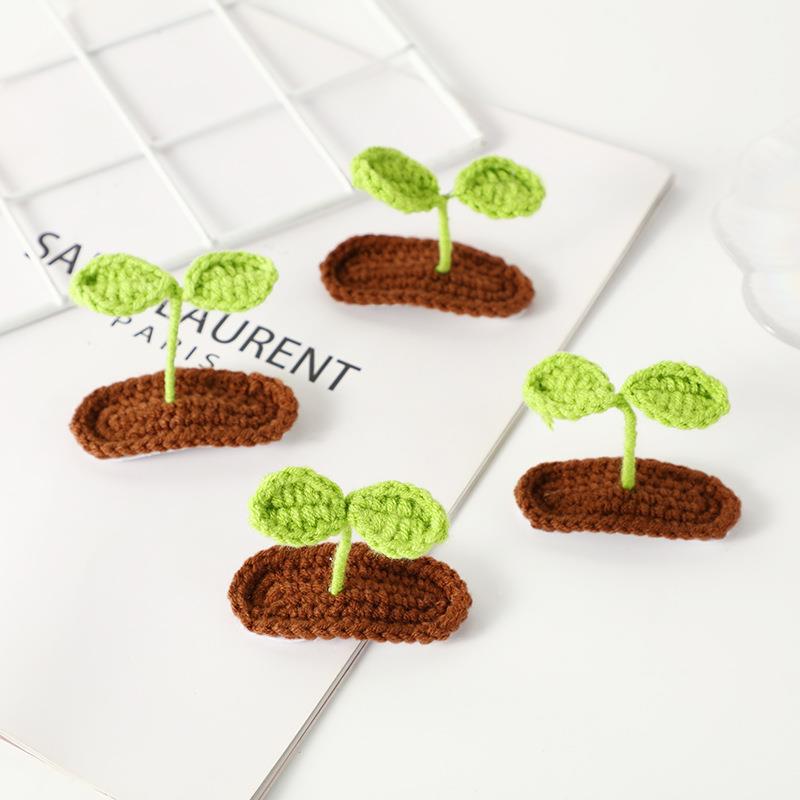 Handmade Diy woven cute fresh three-dimensional grass Bud hairpin sprouting new bean sprout BB clip hairpin wholesale