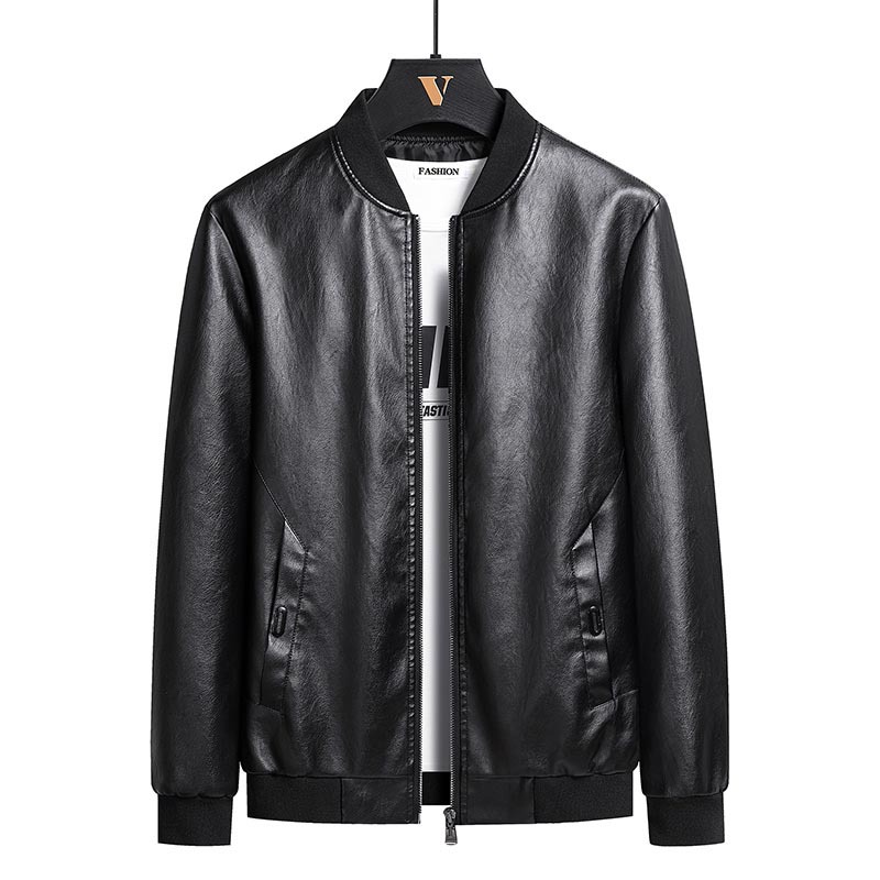 Foreign trade leather coat men's autumn new PU leather coat middle-aged men's thin leather jacket casual dad jacket men