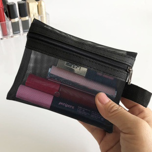 New Cosmetic Bag Small Lipstick Air Cushion Bag Portable Mini Makeup Bag Mesh Simple Girl's Heart