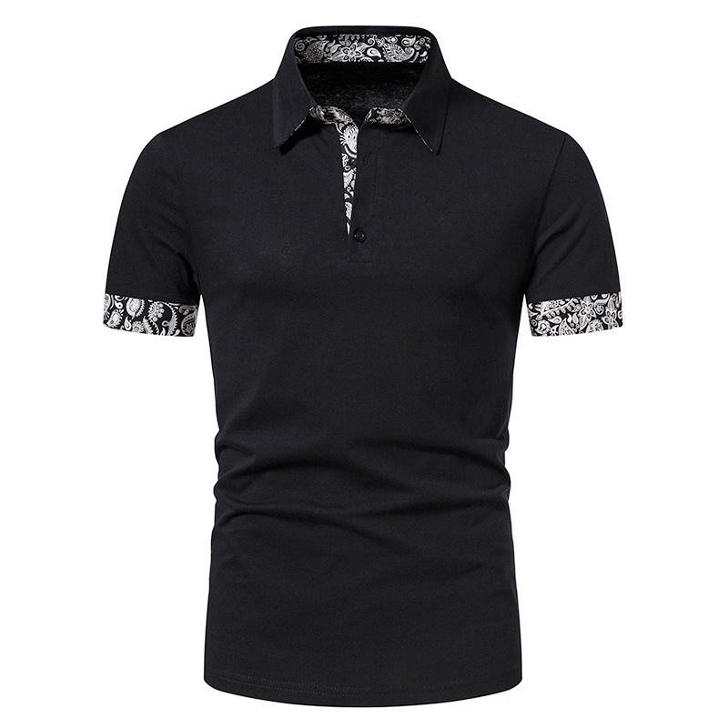 Amazon Men's cashew flower color matching men POLO short sleeve B14