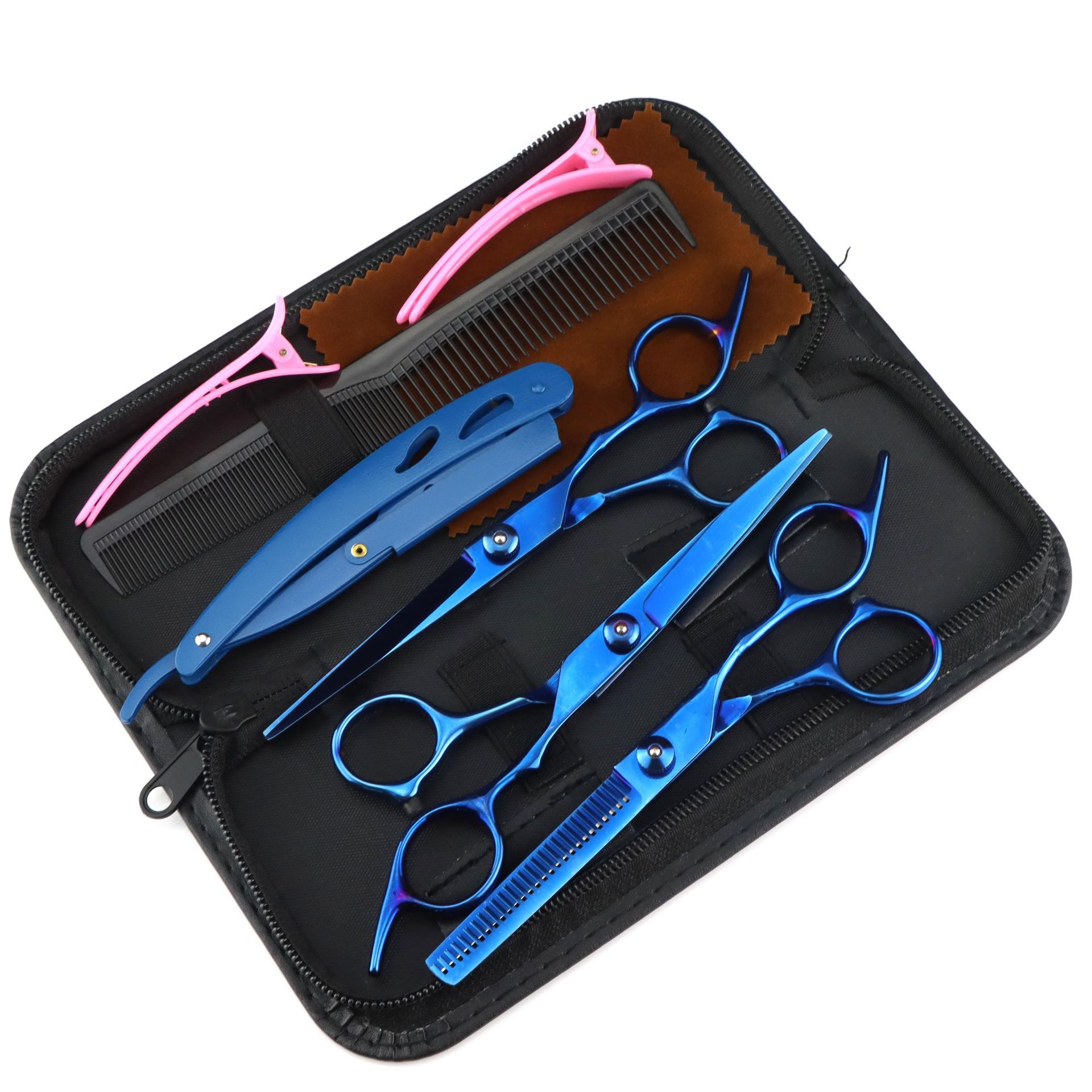 6.0 inch affordable color high screw oblique tail hairdressing hairdressing scissors flat scissors bangs thin scissors 7 color optional