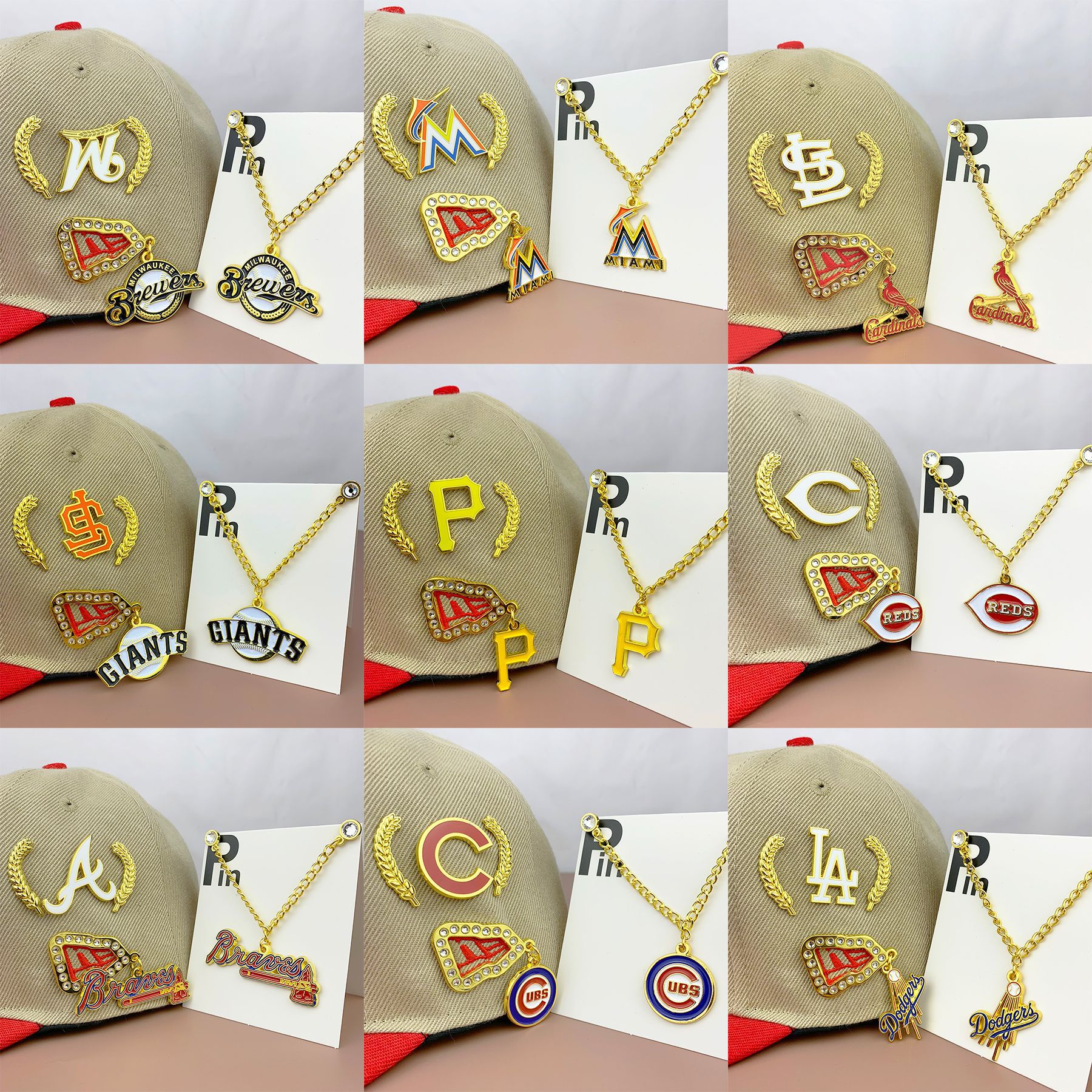 In stock baseball team MLB badge decorative cap chain New Era enamel pin brick badge pendant cap pendant suit