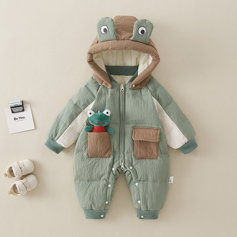 Baby down jacket jumpsuit winter clothes baby winter clothes white duck down romper newborn outing clothes thickened