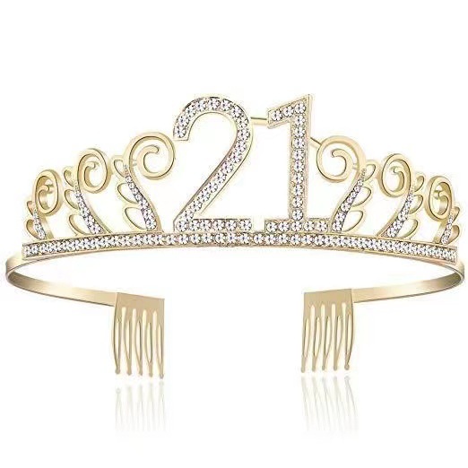Europe and the United States digital birthday 10~100 years old crown headdress hair crown cake decoration ornaments cross-border wholesale