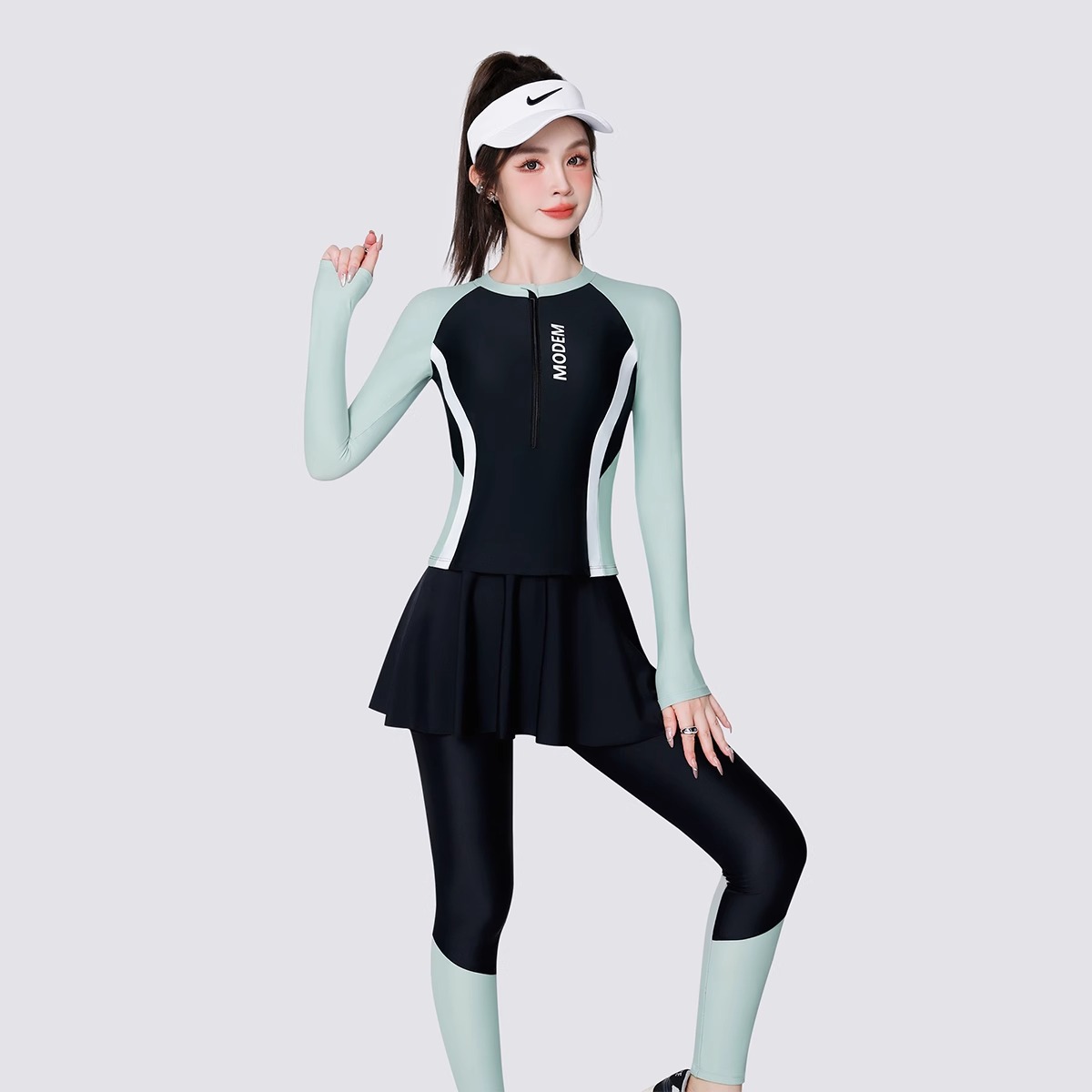 Swimsuit Women's 2025 New Hot Spring Three-piece Split Swimsuit Women's Long-sleeved Flesh-Covering Slimming Professional Swimsuit