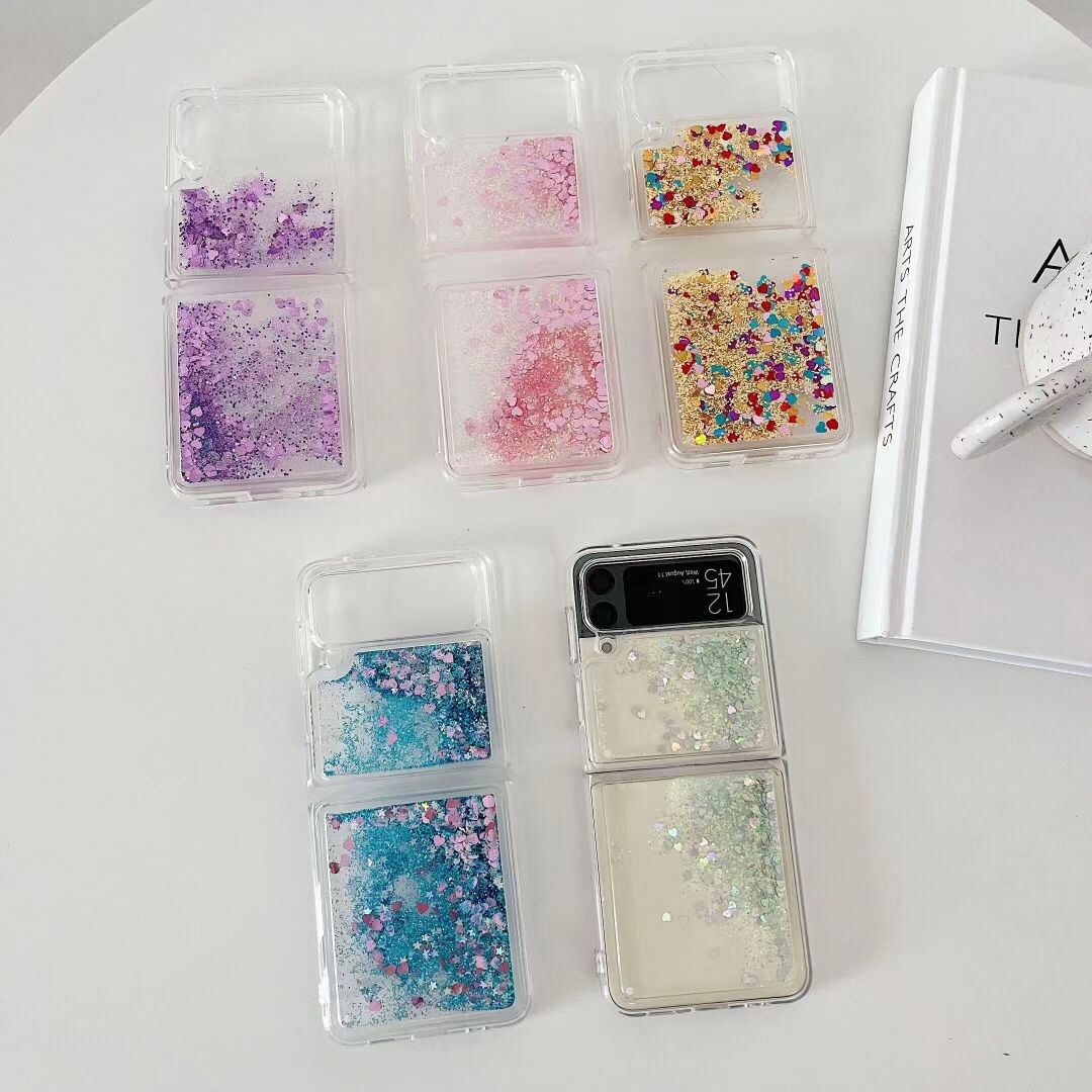適用於三星Z Flip4流沙殼Z Flip5液態流動手機殼Z Flip3保護套