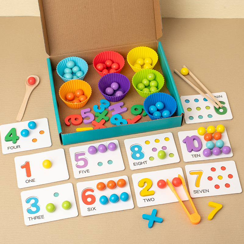 Montessori Math Early Education Aware Baby's Educational Clip Beads Digital Cognitive Matching Puzzle Children's Fine Action Toys
