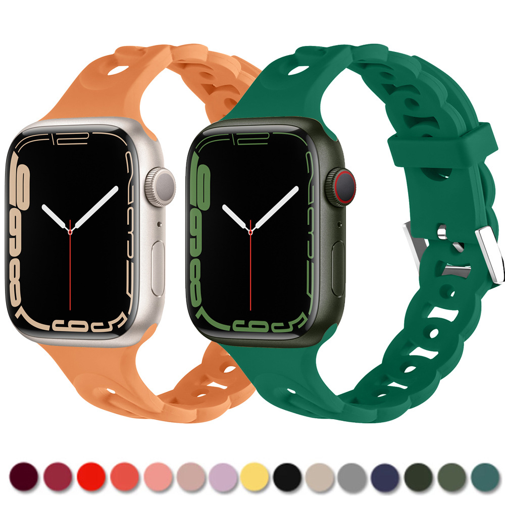 新款適用於蘋果手錶S7 apple watch 6 38mm 42mm手鍊硅膠圈圈錶帶