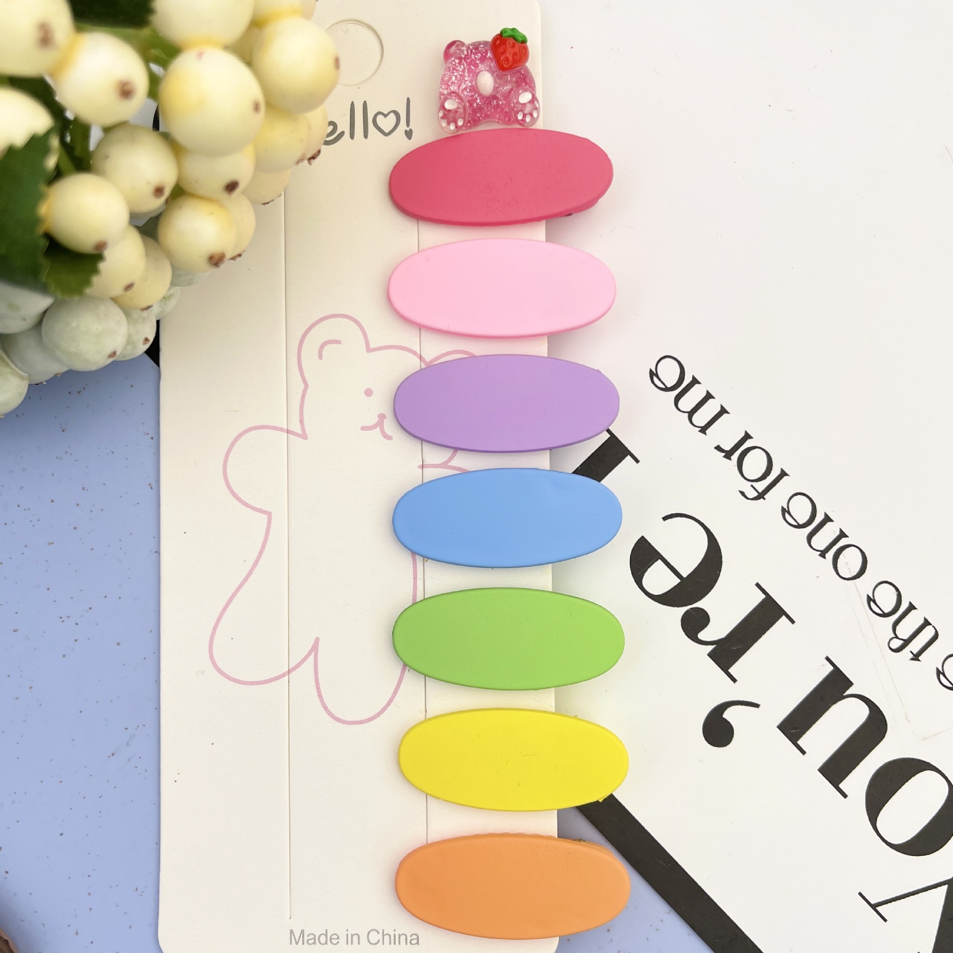 Vernice Macaron Gloss 2024 8 caratteri Fermaglio a becco d'anatra Colore frutta Fermaglio per capelli senza cuciture Accessori per capelli carini Fermaglio laterale Frangia Accessori_voghion.com
