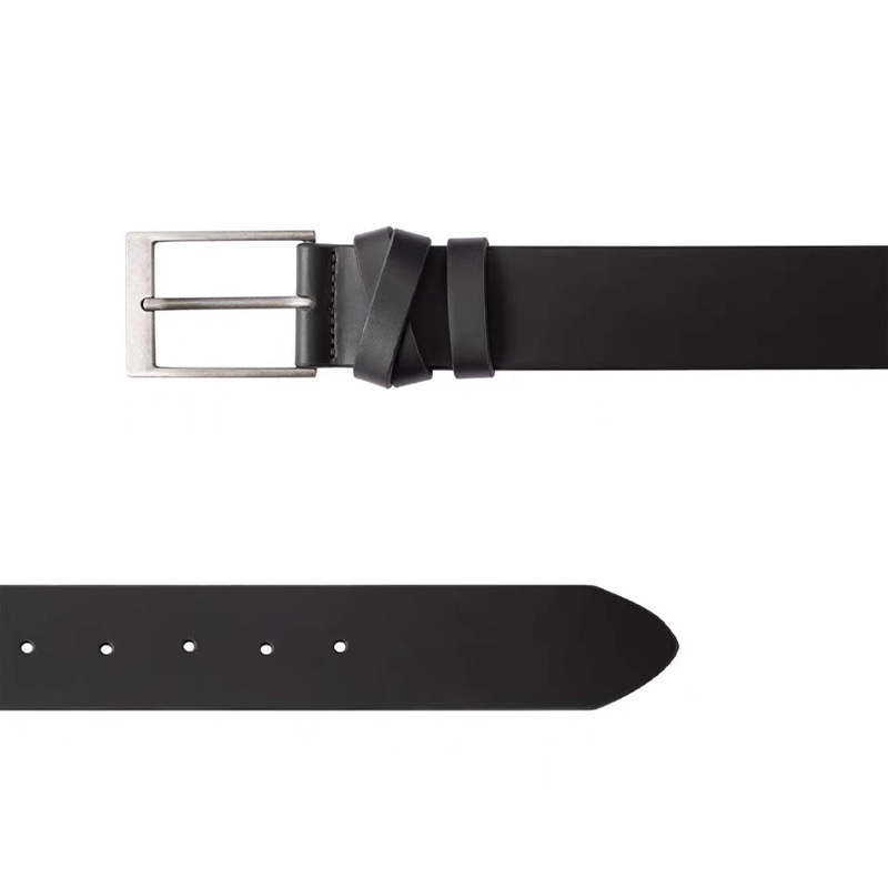 Customized Belt Niche Design Square Buckle Layer Cowhide Wide Edition Belt silver Weaved Woven Belt for Men and Women