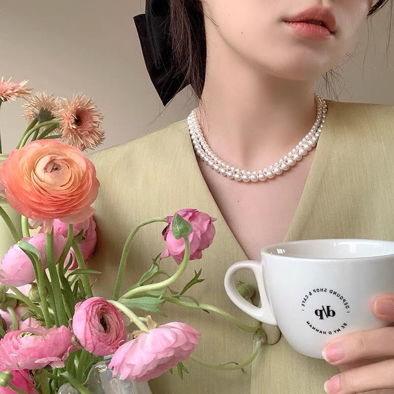 Fever同タイプの真珠のネックレスの女性の鎖の骨のチェーンの2024の新型の潮の軽い贅沢な気質のフランス感のネックレス|undefined