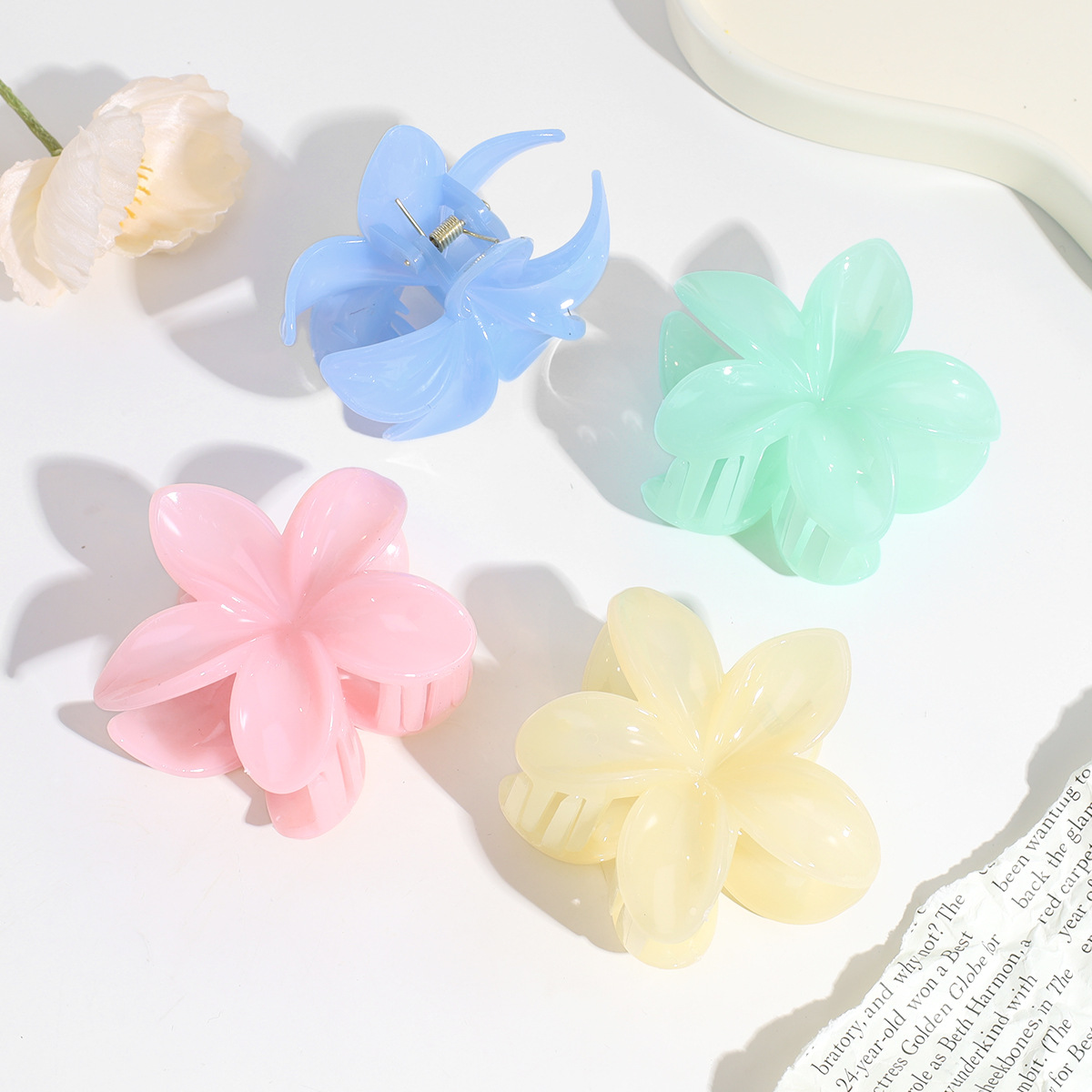 Cross-border hot-selling flower grab clip simple solid color back head claw small fresh hair accessories Joker adult headdress wholesale