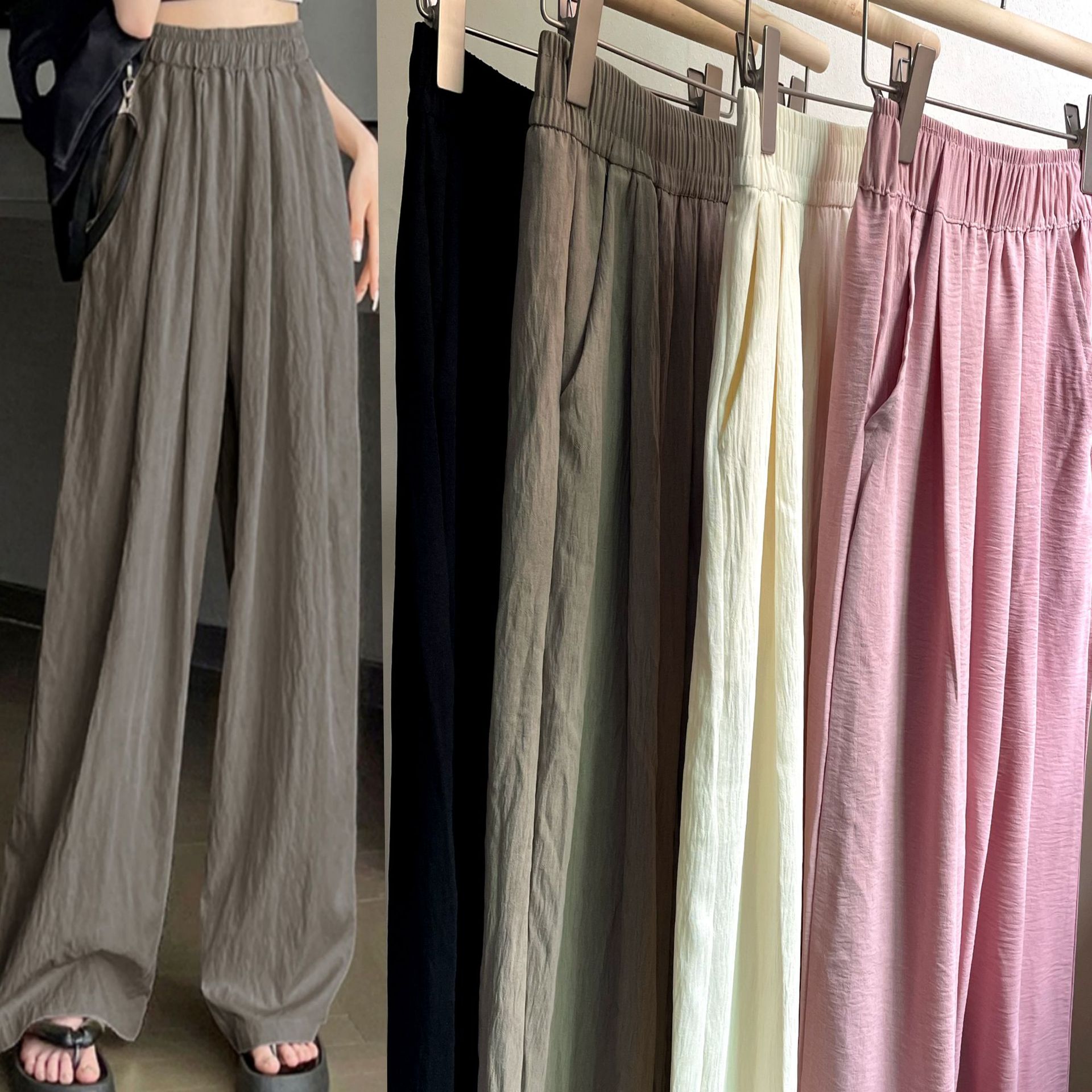 Loose pleated texture Tencel wide-leg pants women's Yamamoto pants summer walking shaking pants casual Japanese style lazy style