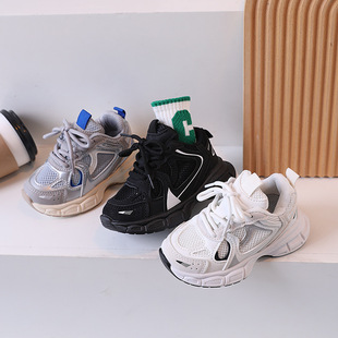 Children's Shoes Thick Sole Increased Mesh Shoes Trendy All-match Spring and Autumn Breathable Leisure Sports Boys and Girls Shoes