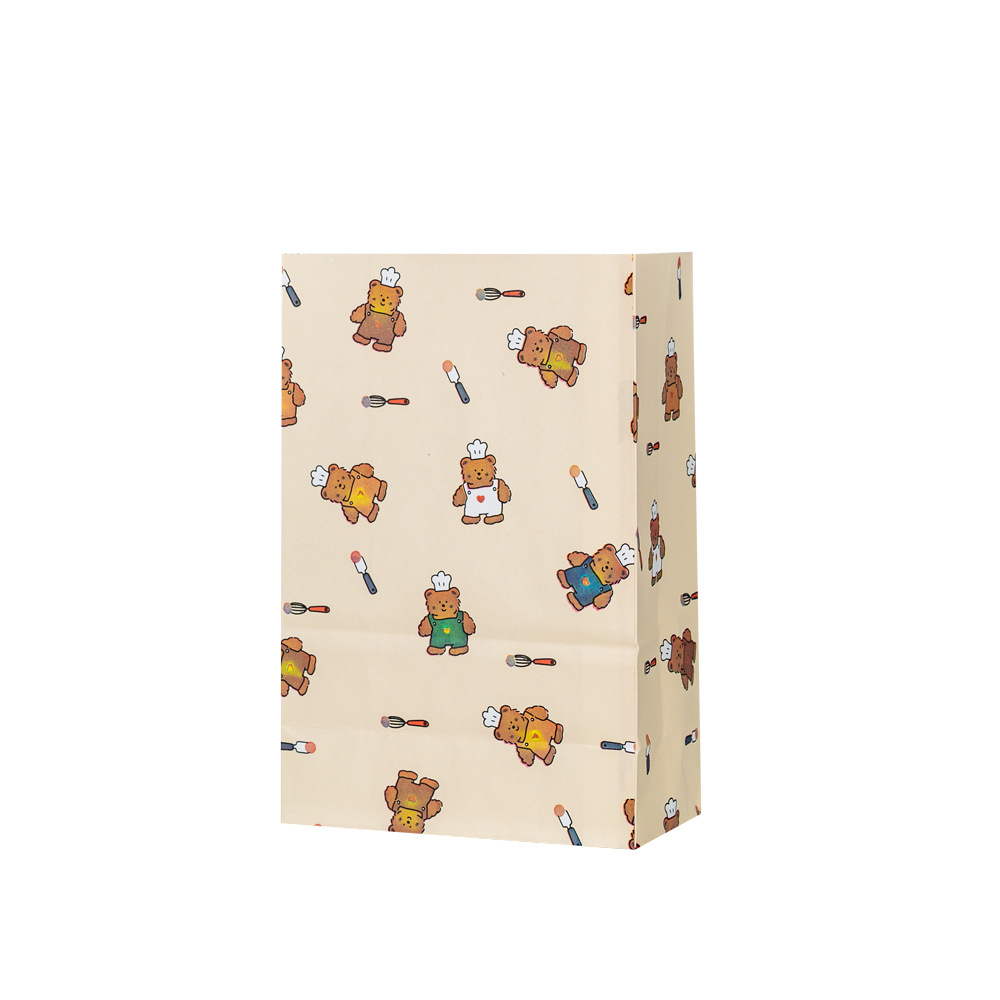 Cartoon Gift Paper Bag White Kraft Paper Large Capacity Flat Paper Bag Children's Day Kindergarten Birthday Gift Packaging Bag