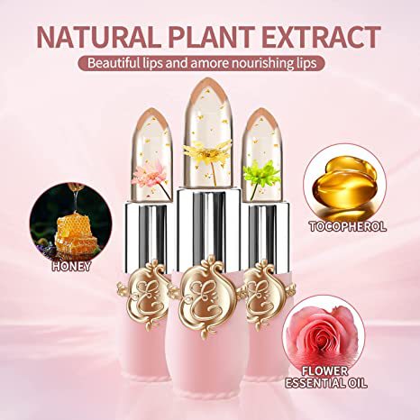Strict selection and supply of hot-selling flowers jelly lipstick lipstick non-stick cup non-decolorizing dried flower moisturizing color changing lipstick lipstick lipstick