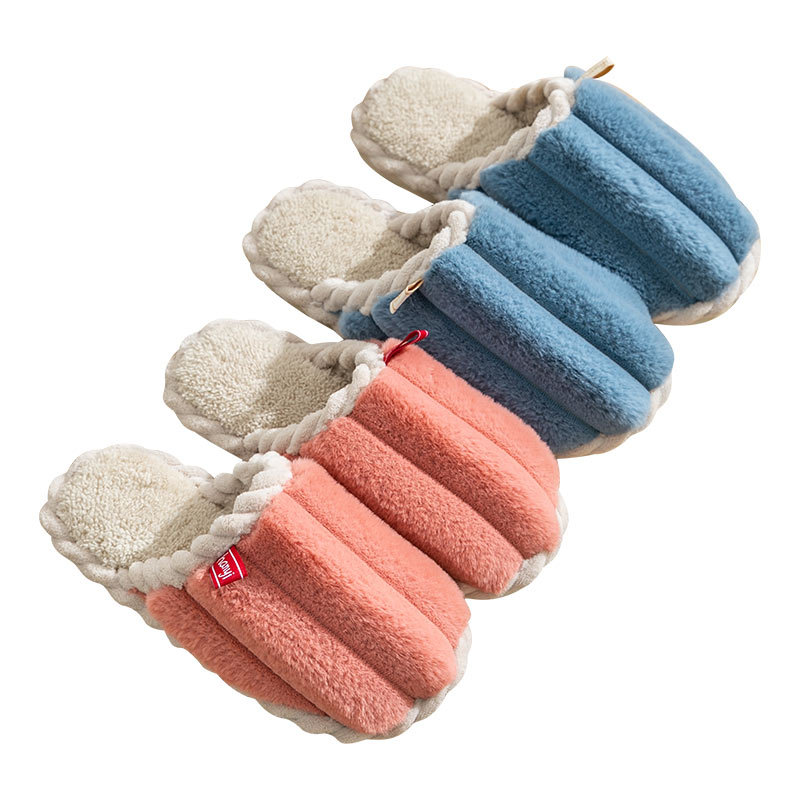 Cotton Slippers Women's Autumn and Winter Home Indoor Household Non-slip Thick Bottom Couple Warm Moon Winter Fur Plush Men