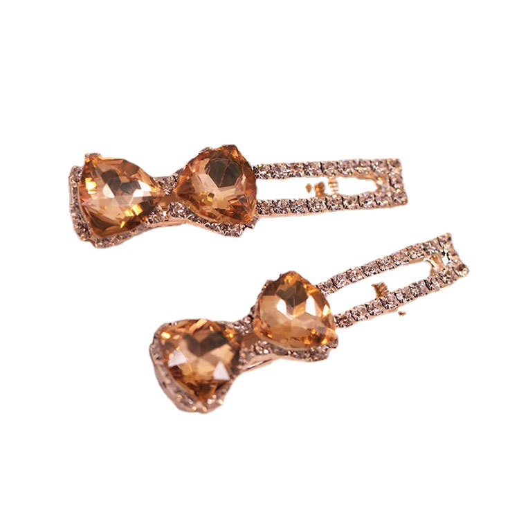 Korean version of Crystal clip hairpin headdress female rhinestone bangs duck clip side clip bow hairpin clip wholesale
