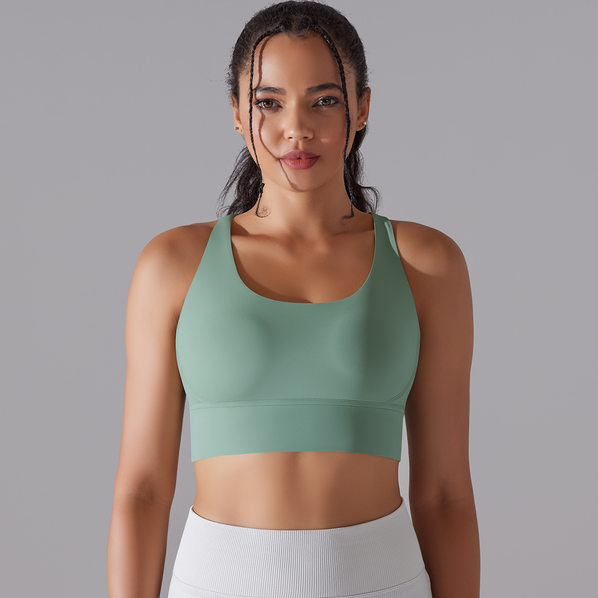 New double-sided brushed cross back shockproof push up sports underwear cloud sense yoga sports bra fitness top