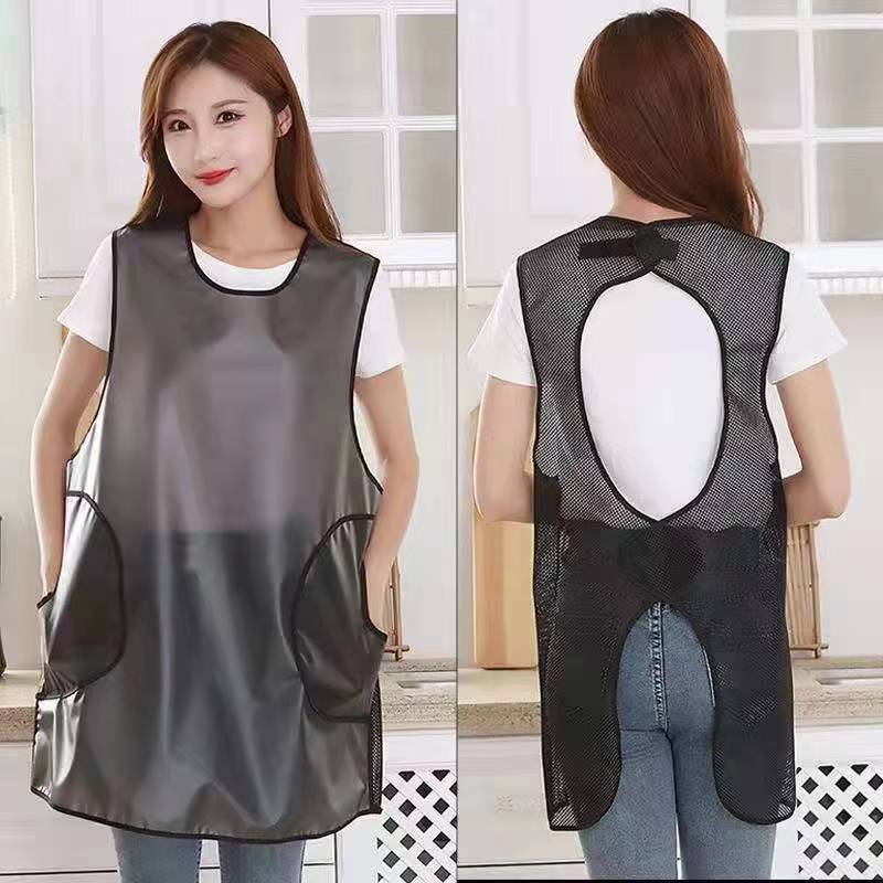 Waterproof and Oil-proof Soft Leather TPU Apron Women's Summer Lengthened Home Kitchen Hairdressing Shop New Work Clothes Printed with logo