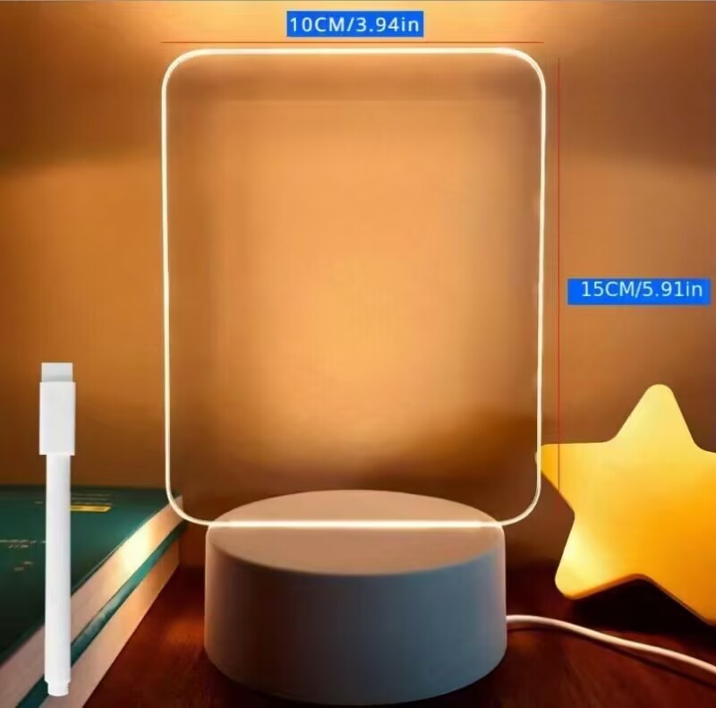 Multi-functional acrylic transparent note board luminous message board night light household ins memo reminder board