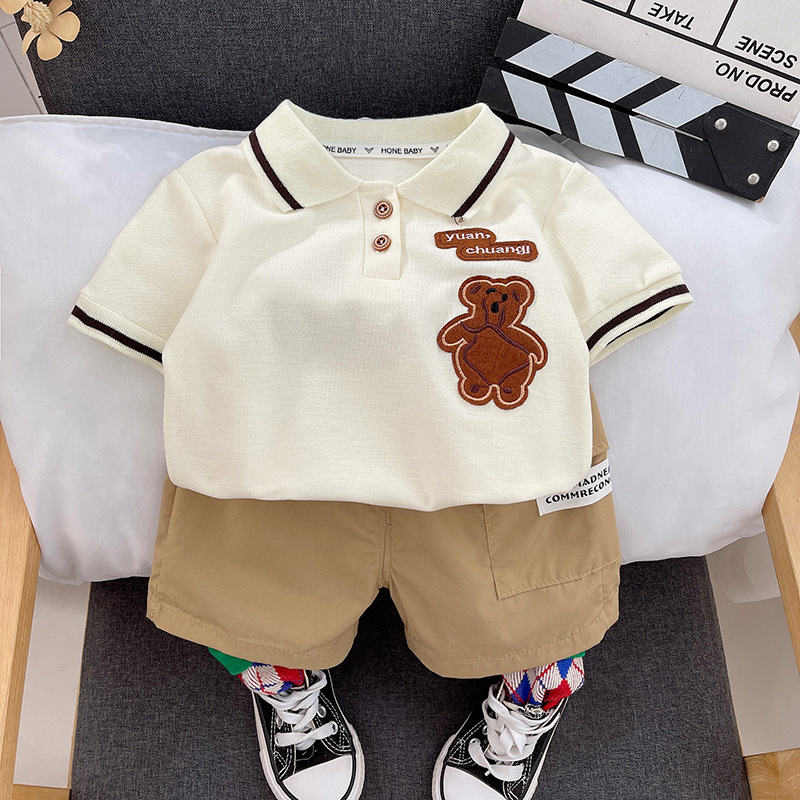 New Cartoon Children's Pure Short-sleeved suit Cotton Girls' Summer Baby Clothes Pants Korean Style Children's Wear Two-piece Set