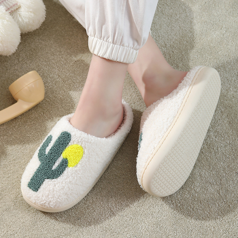 New comfortable home cactus warm winter cotton slippers couple men and women thick bottom soft bottom cotton shoes thickened non-slip