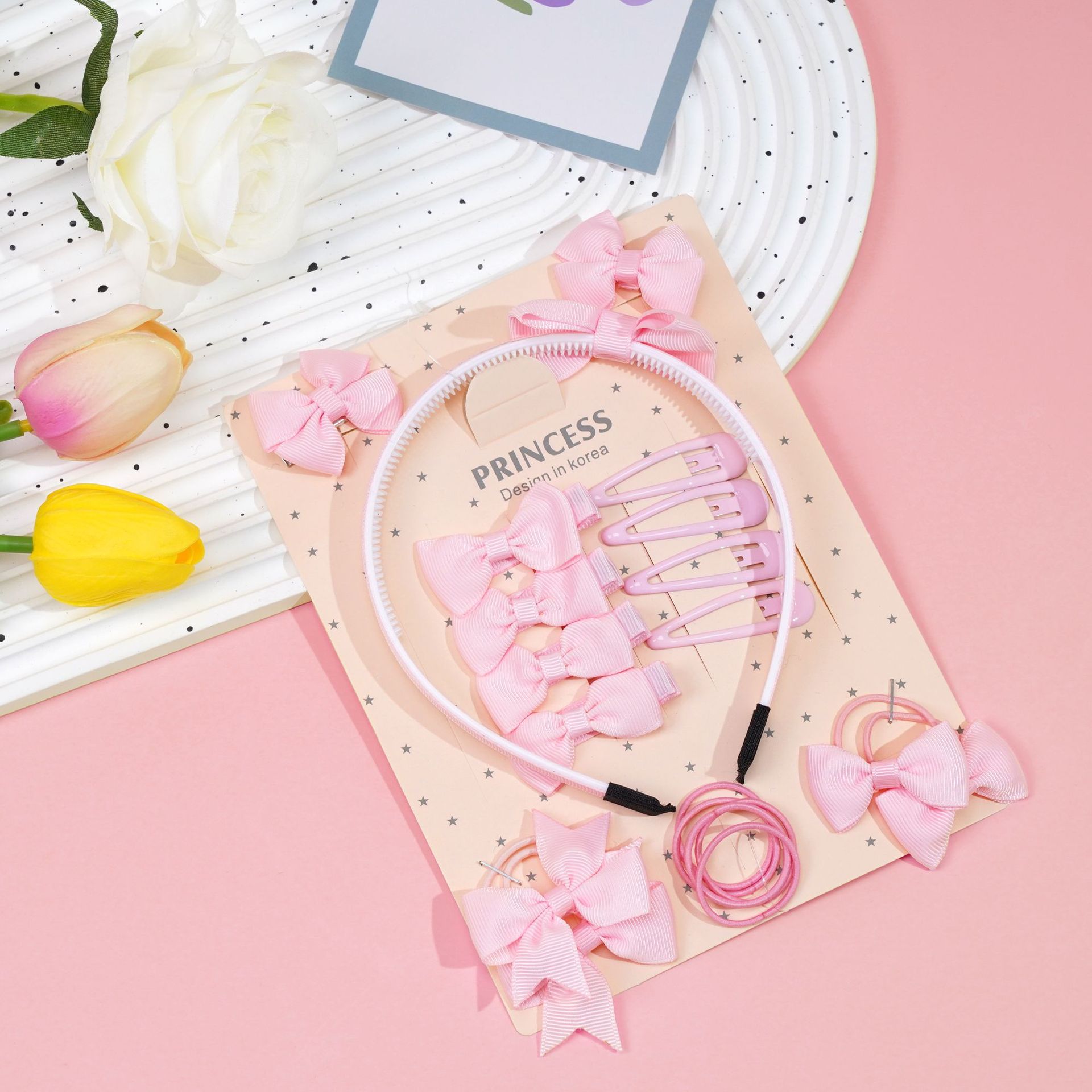 Cross-border Hot Selling Princess Hair Accessories Children Bow Hairpin Rubber Band Girls' Hairband Combination suit Birthday Gift_voghion.com