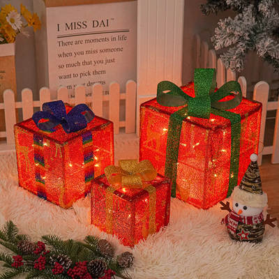 2023 new Christmas Lights Christmas gift box three-piece set Christmas products birthday party decoration props ornaments