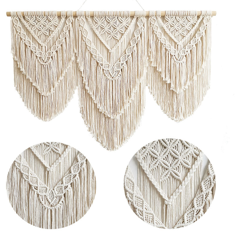 Hand-woven Nordic Lace Tassel Cotton Rope Large Tapestry Wall Hanging Decorations Wall Hanging Simple Decorative Partition Curtain