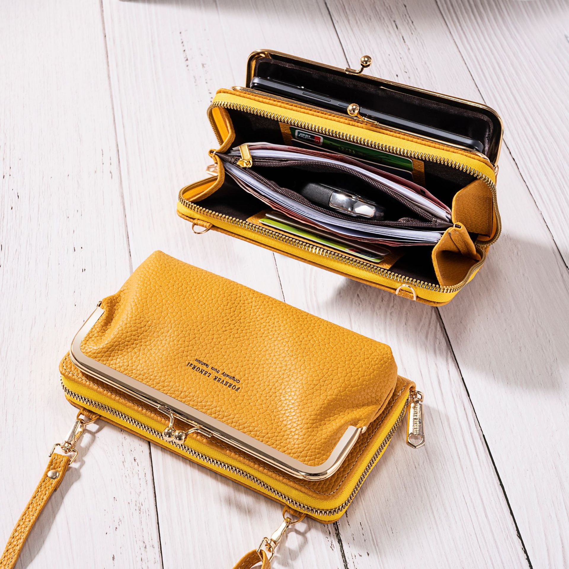 2023 creative new fashion Korean style shoulder crossbody bag large capacity Women's long wallet macaron mobile phone bag