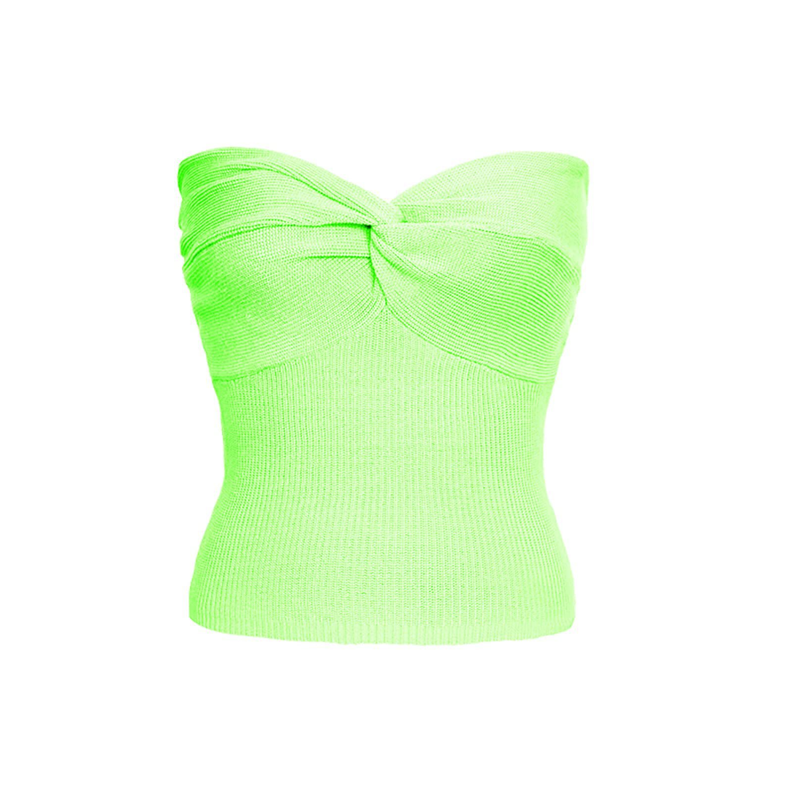 2024  European and American Spring and Summer New Solid Color Twisted Sling Short Tight Backless Tube Top Sweater Women's Clothing_voghion.com