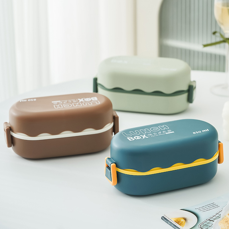 Morandi food grade double-layer lunch box high temperature resistant microwave lunch box high-looking light food crisper