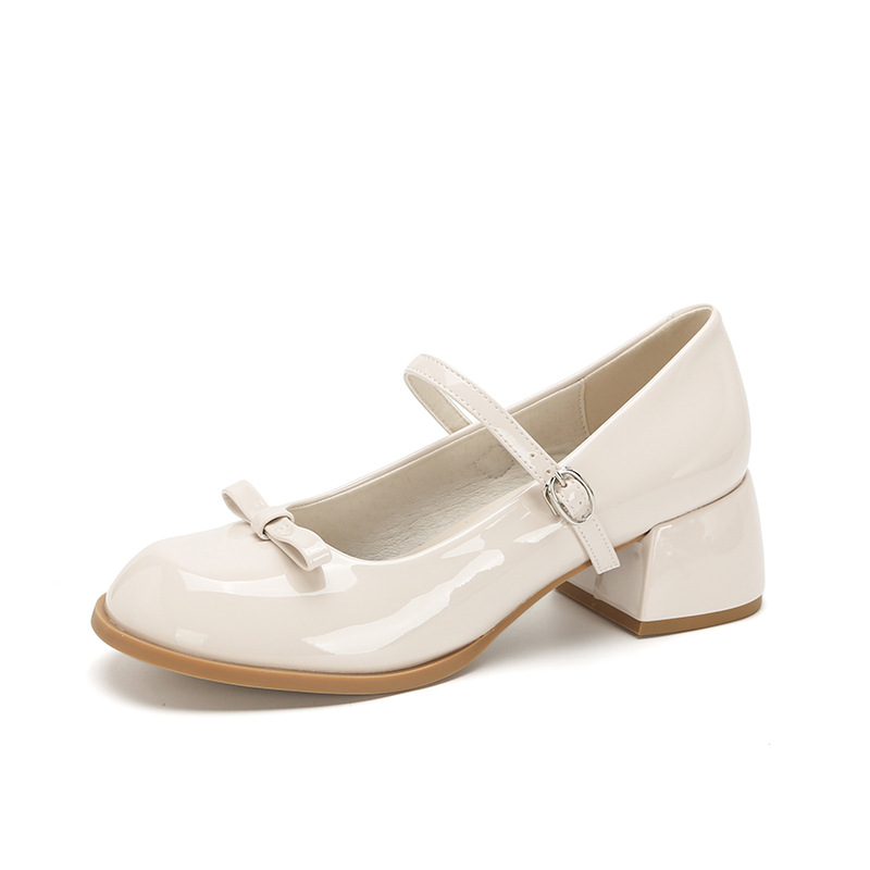 2024 spring new round toe thick bottom Mary Jane shoes with buckle popular multi-color optional Korean style single-layer shoes for women