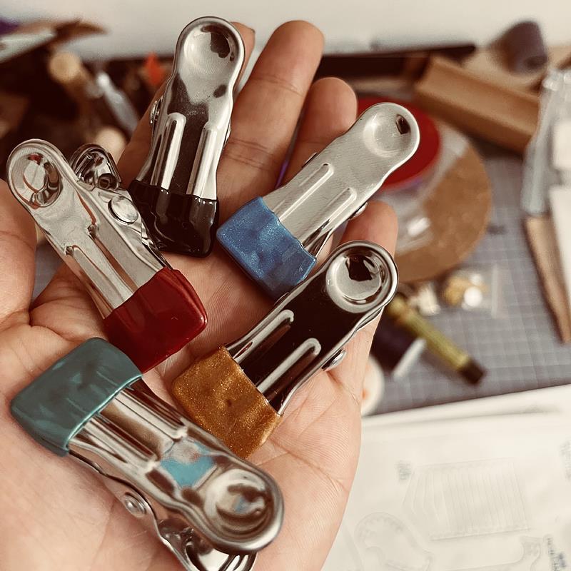 Dipping head leather non-marking clip stainless steel manual DIY leather fabric fixing clip does not leave marks