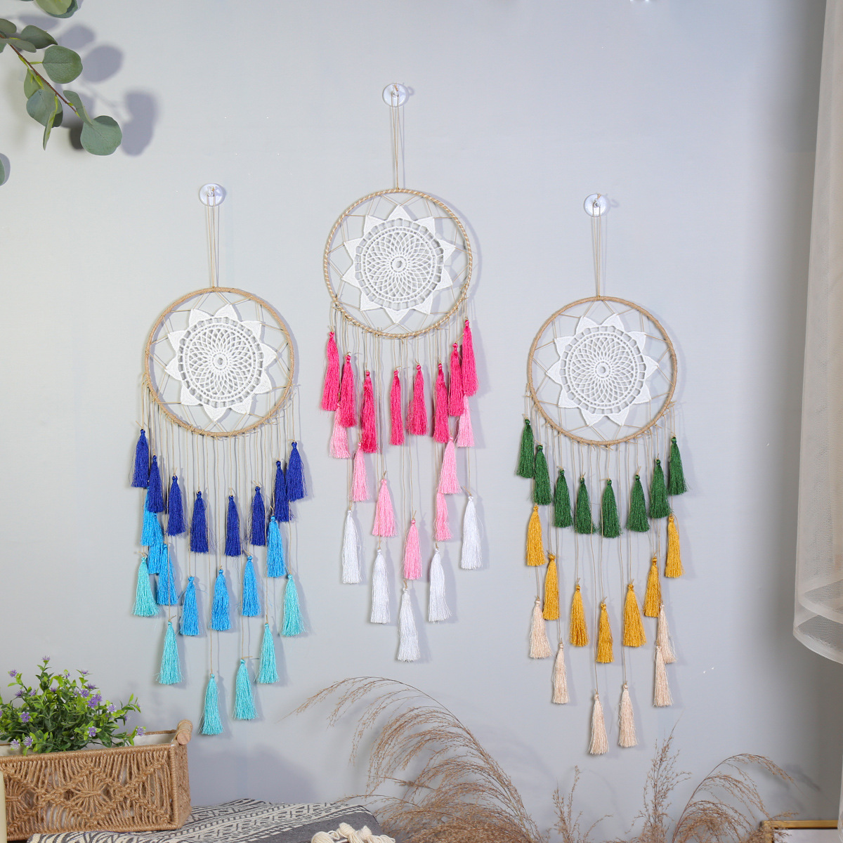 New Indian Style Lace Hand-woven Dream Catcher Silk Nylon Tassel Dream Catcher Home Wall Decoration Dream Catcher