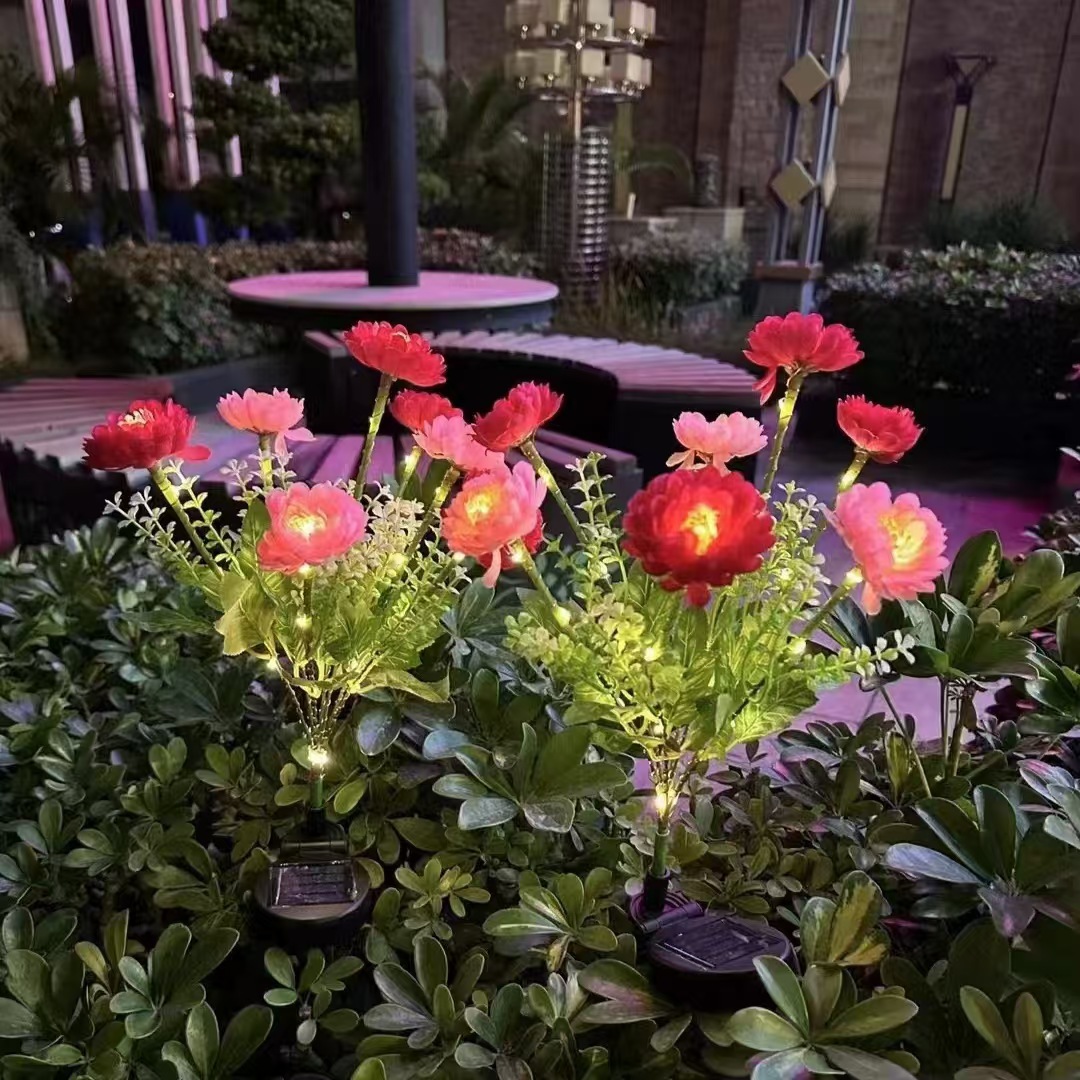 New 7 solar snow lotus lantern outdoor simulation lantern garden decorative lights LED fake flower floor lawn lamp