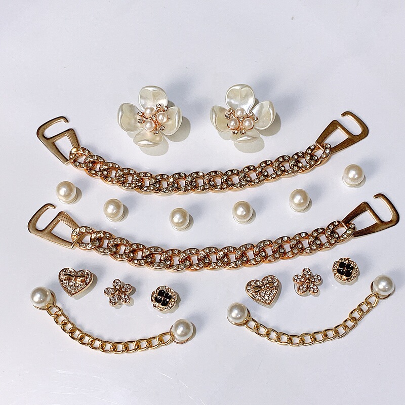 アマゾンwishの新しい適応洞靴アクセサリーdiy真珠四葉花セット靴花shoes charm|undefined