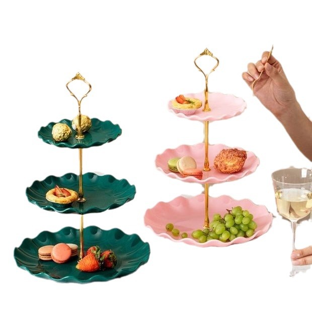 Living room high-value food-grade plastic cake stand multi-layer fruit birthday party snack stand candy dessert plate