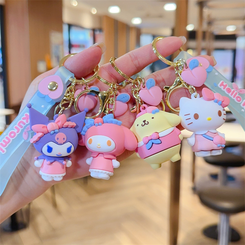Cartoon cute peach Sanli ou keychain creative couple car bag key chain ornaments small gift wholesale