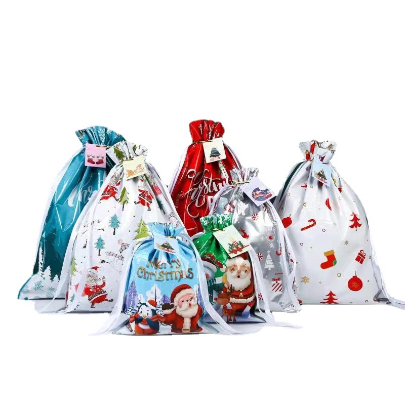 Cross-border New Christmas Halloween Gift Bag Santa Claus Drawstring Bags Candy Packaging Bag Gift Bag